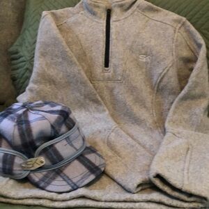 Stormy Kromer Women’s Grey Wool Pullover,Lg & Stormy Kromer Women’s Hat ,7-1/8